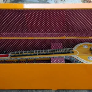 54-inch Bobbili Veena handcrafted from jackfruit wood with intricate carvings and rich tonal quality with safty box.
