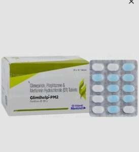 A blister pack of Glimihelp PM2 Tablet with clear labeling and dosage instructions.