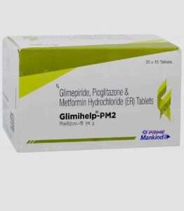 A blister pack of Glimihelp PM2 Tablet with clear labeling and dosage instructions.