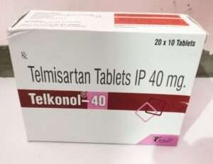 A blister pack of TELKONOL 40 Tablets with detailed labeling.