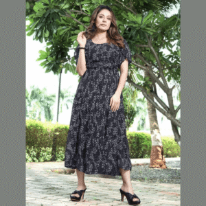 Georgette Long Maxi Dress (Black)