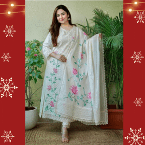 Color Hand-Painted Cotton Chicken Shifli Kurti Set