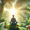 A serene person meditating in a peaceful environment, symbolizing a calm and purified mind.