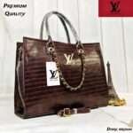 Chic LV Tote Bag in brown, designed with hand block prints, durable construction, and a versatile adjustable strap for everyday wear.