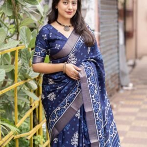 Indigo x Batik Prints – Soft Silk Slub Sarees (Vol-3) SC