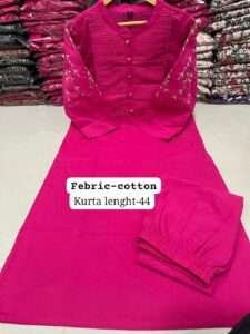 Close-up of embroidered design on a stylish cotton kurti for women
