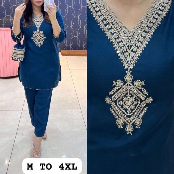 Stay warm and stylish with our Roman Silk Cord Set featuring pure silk fabric and beautiful Aari work. Available in M to 4XL. Order now!