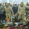 Rescue teams assisting injured devotees after the Mahakumbh Mela 2025 stampede in Prayagraj.