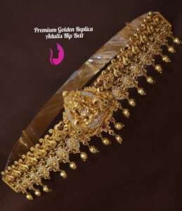 Elegant gold replica hip belt with bow design for women