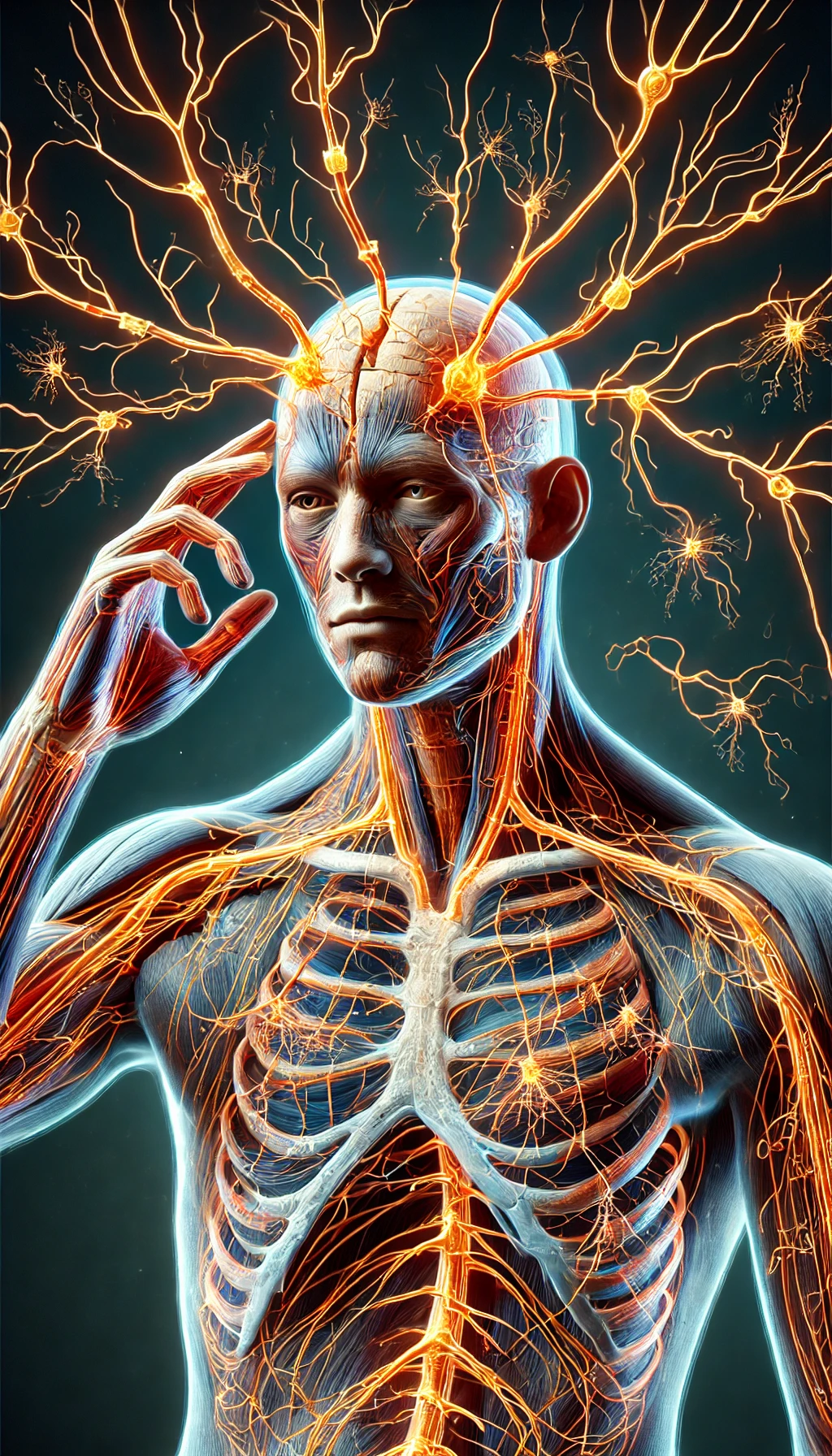 Illustration of the human nervous system affected by Guillain-Barré Syndrome.