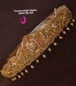 Elegant gold replica hip belt with bow design for women