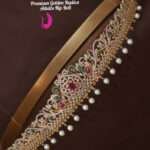 Elegant gold replica hip belt with bow design for women