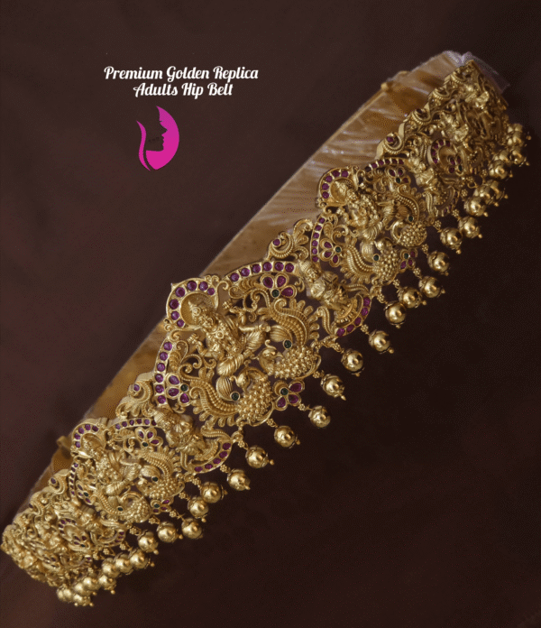 Elevate your style with this Premium Elegant Gold Replica Adult Hip Belt with Bow Detailing. Perfect for sarees, lehengas, and ethnic outfits. Shop now!