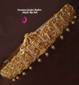Elegant gold replica hip belt with bow design for women