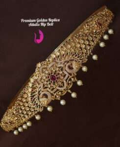 Elegant gold replica hip belt with bow design for women