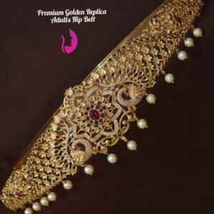 Elegant gold replica hip belt with bow design for women