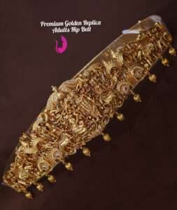 Elegant gold replica hip belt with bow design for women