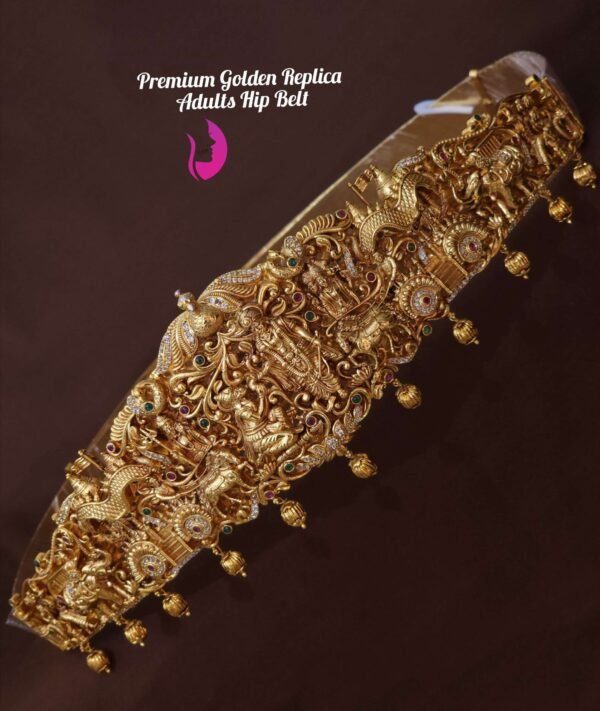 Elegant gold replica hip belt with bow design for women