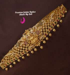 Elegant gold replica hip belt with bow design for women