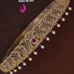 Elegant gold replica hip belt with bow design for women