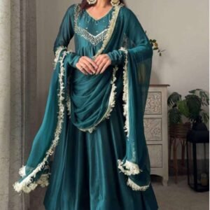 Elegant embroidered kurta with cotton pants and soft dupatta
