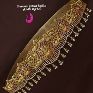 Elegant gold replica hip belt with bow design for women