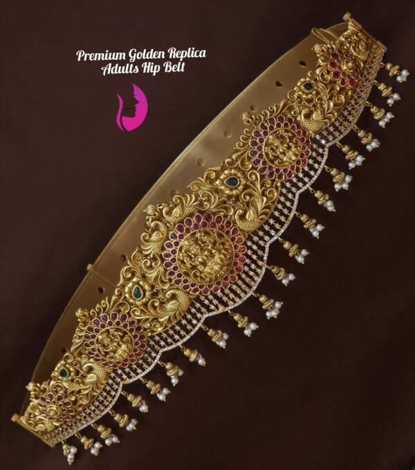 Elegant gold replica hip belt with bow design for women