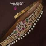 Elegant gold replica hip belt with bow design for women