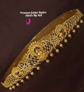 Elegant gold replica hip belt with bow design for women
