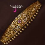 Elegant gold replica hip belt with bow design for women