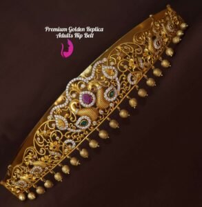 Elegant gold replica hip belt with bow design for women