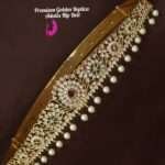 Elegant gold replica hip belt with bow design for women