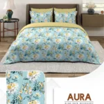 Layers Aura cotton king size bedsheet set on a neatly made bed