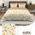 Layers Aura cotton king size bedsheet set on a neatly made bed