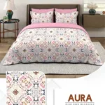 Layers Aura cotton king size bedsheet set on a neatly made bed