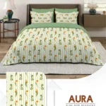 Layers Aura cotton king size bedsheet set on a neatly made bed