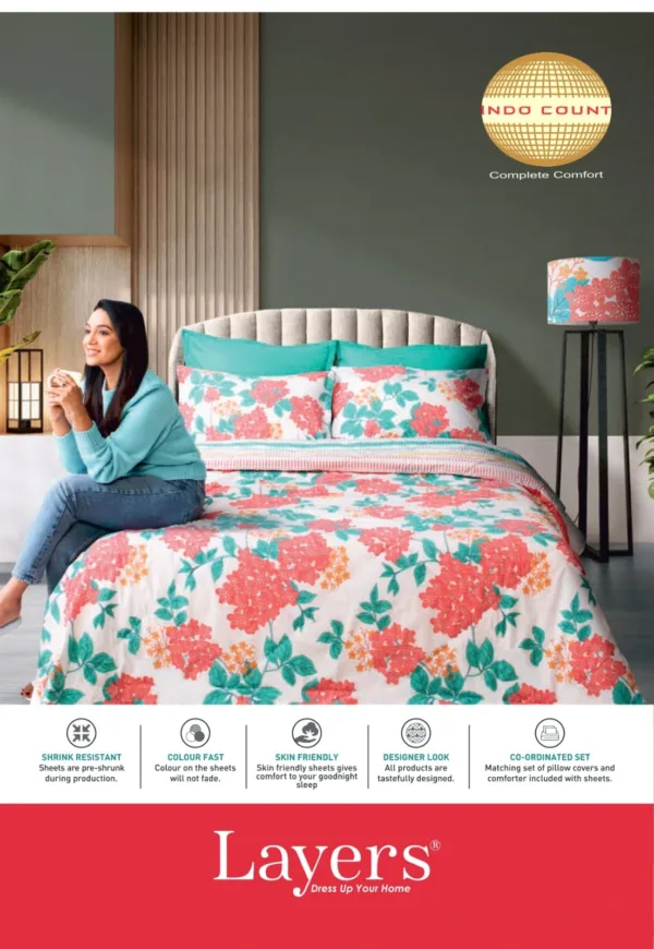 Premium cotton king size bedsheet set with pillow covers on a neatly made bed