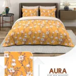Layers Aura cotton king size bedsheet set on a neatly made bed