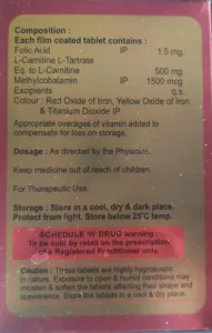 Neurohealth supplement with Vitamin B12, folic acid, and L-Carnitine