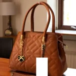 BROWN High-quality zippered sling handbag for women