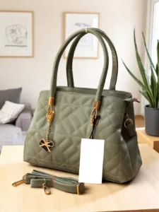 OLIVE GREEN High-quality zippered sling handbag for women